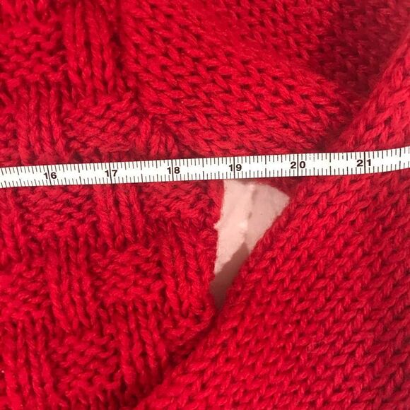 Hand made red acrylic knit cardigan Bennington - Picture 2 of 5